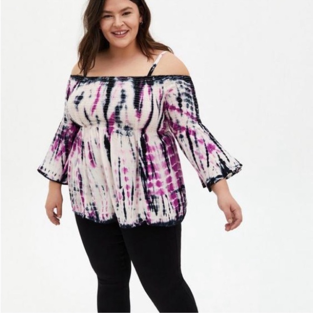 Torrid Off The Shoulder Tie Dye Babydoll Top Size 00